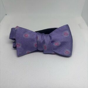 Brooks brothers silk Purple Bow Tie with Pink Floral Pattern